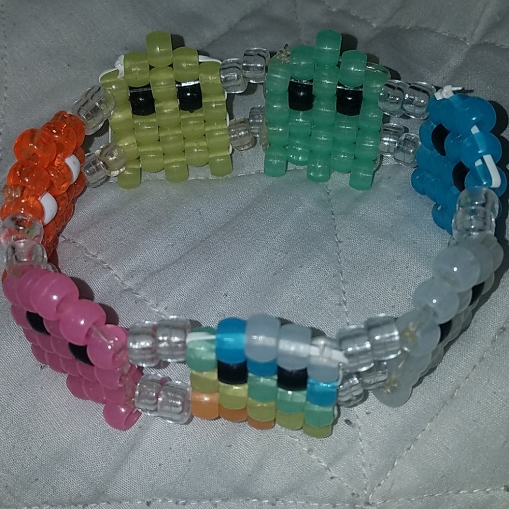 Hand made pacman ghost pony bead bracelet